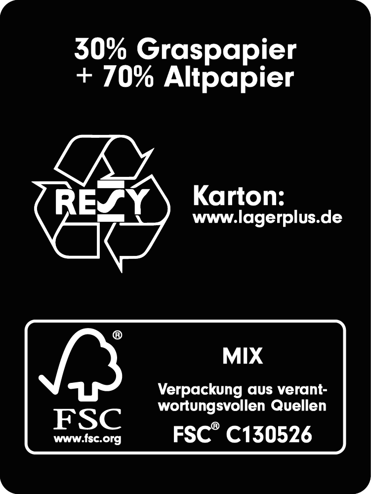 FSC Resy Verpackung Recycling Siegel aus Graspapier